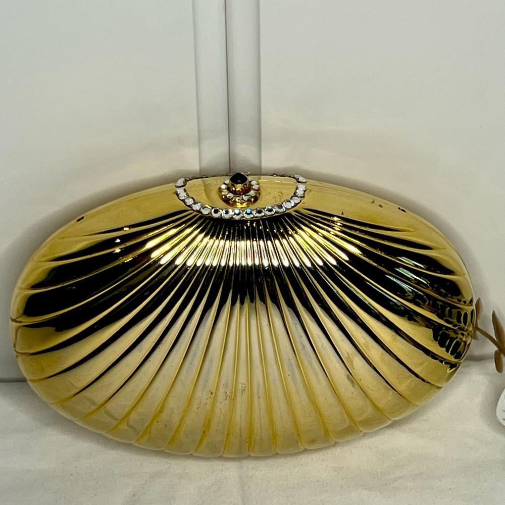 Vintage Gold Lisette Clamshell Purse | Evening Bag | Clutch Crossbody